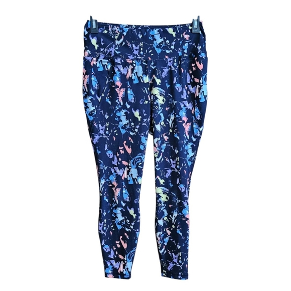 Livi High Rise Soft 7/8 Leggings Multi Splatter On Navy Size 14/16 - Picture 5 of 12